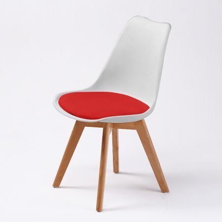 2X Retro Dining Cafe Chair Padded Seat WHITE/RED