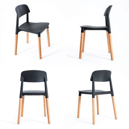 4X Retro Belloch Stackable Dining Cafe Chair BLACK