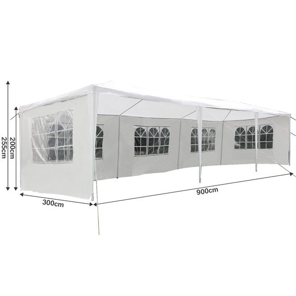 OGL 3x9m Outdoor Canopy Gazebo Party Wedding Tent Waterproof Marquee w/8 Removable Walls