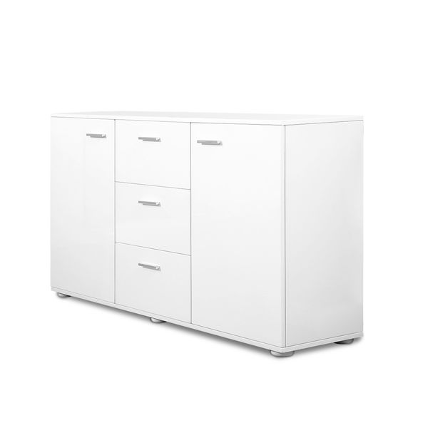 High Gloss 2 Door 3 Drawer Buffet Cabinet - White