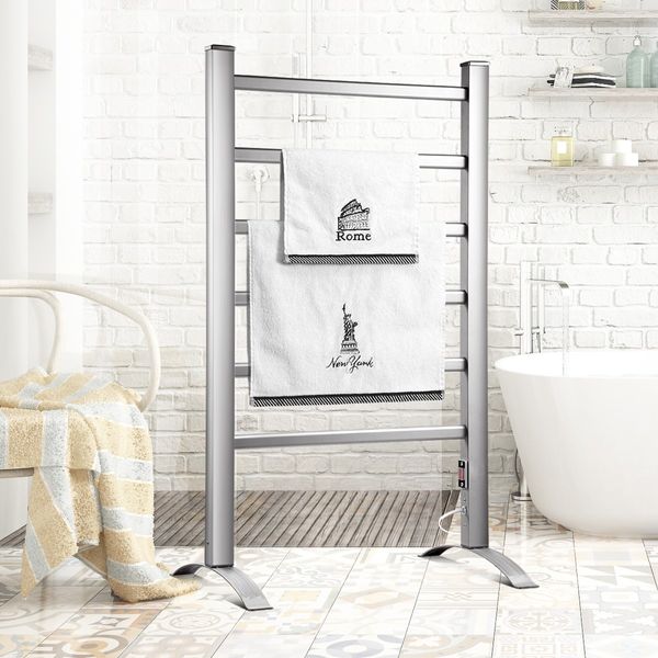 Maxkon 6 Bars Heated Towel Rail Warmer Electric Freestanding Bathroom Drying Rack