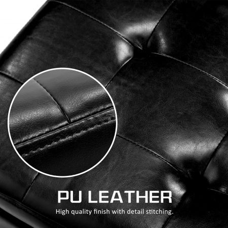 Storage Ottoman Stool 102cm Leather BLACK