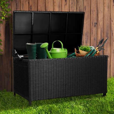 Wicker Outdoor Storage Box with 320 Litres of Storage Space - Black