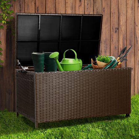 Wicker Outdoor Storage Box with 320 Litres of Storage Space - Dark Brown