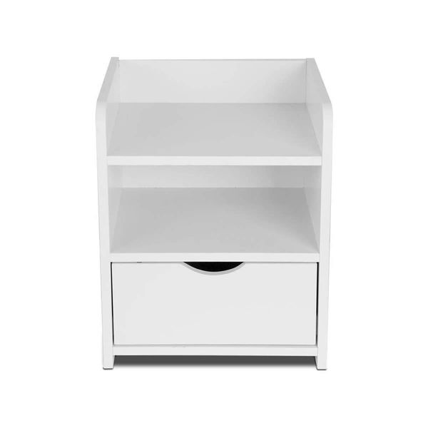 Artiss Bedside Table 1 Drawer with Shelf - FARA White