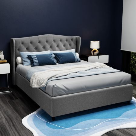 Artiss Pier Bed Frame Fabric - Grey Queen