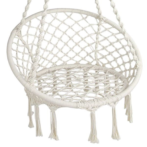 Gardeon Hammock Chair Outdoor Hanging Macrame Cotton Indoor Cream