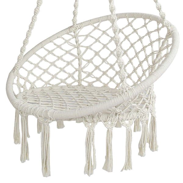 Gardeon Hammock Chair Outdoor Hanging Macrame Cotton Indoor Cream