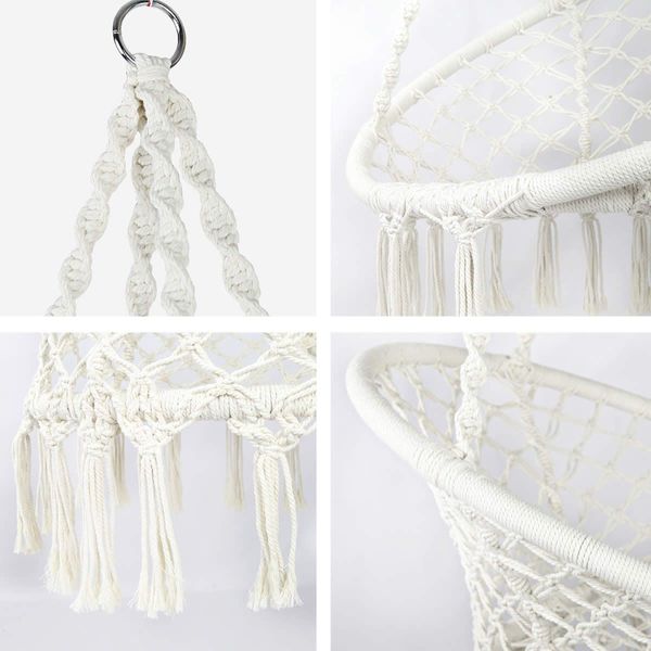 Gardeon Hammock Chair Outdoor Hanging Macrame Cotton Indoor Cream