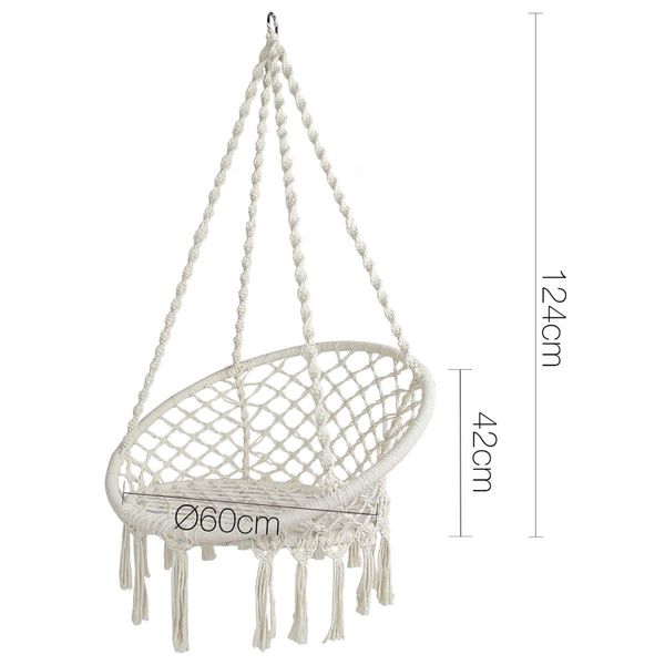 Gardeon Hammock Chair Outdoor Hanging Macrame Cotton Indoor Cream