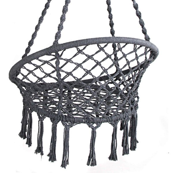 Gardeon Hammock Chair Outdoor Hanging Macrame Cotton Indoor Grey