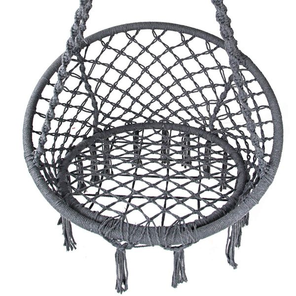 Gardeon Hammock Chair Outdoor Hanging Macrame Cotton Indoor Grey