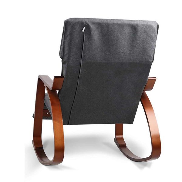 Artiss Rocking Armchair Bentwood Frame With Footrest Charcoal Afton