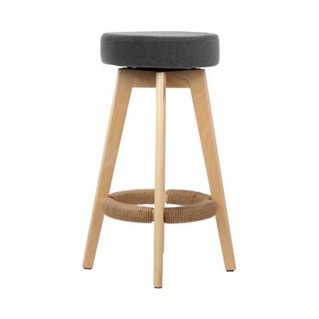 Artiss Set of 2 Bar Stools Wood Swivel Fabric - Grey