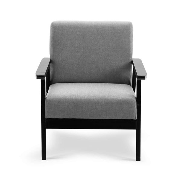 Fabric Dining Armchair with 14cm Thick Cushioned Seat - Black and Grey