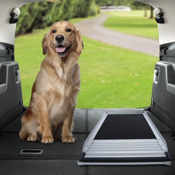 Petscene 184CM Dog Car Ramp Folding Portable Pet Doggy Steps Ladder for Truck Van SUV