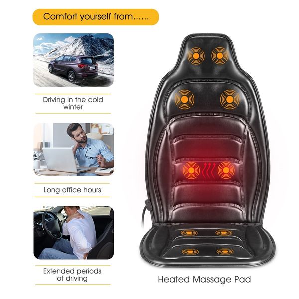 10 Motor Vibration Massage Cushion Chair Pad w/heat for Home Office Car