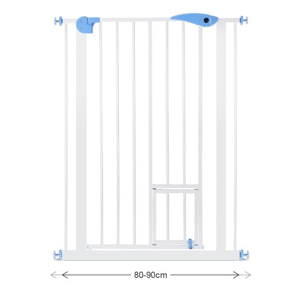 Pet Safety Gate Dog Safe Fence Puppy Baby Security Stair Barrier w/ Cat Door Adjustable 100cm