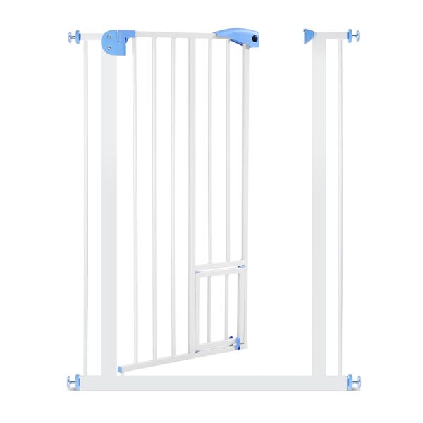 Pet Safety Gate Dog Safe Fence Puppy Baby Security Stair Barrier w/ Cat Door Adjustable 100cm