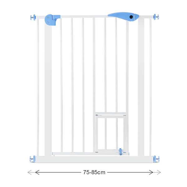 Pet Safety Gate Dog Puppy Security Stair Barrier Safe Fence Baby w/ Cat Door Adjustable 79cm