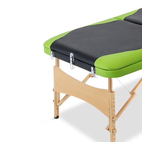 Zenses Massage Table 70cm 3 Fold Wooden Portable Beauty Therapy Bed Waxing Green