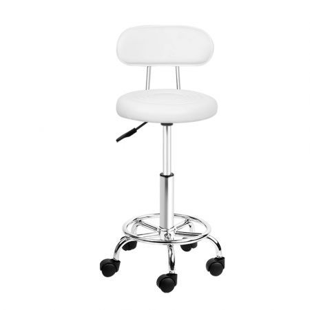 PU Leather 360 degree Swivel Salon Stool - White