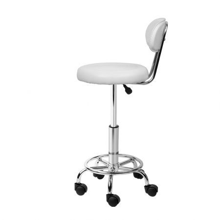 PU Leather 360 degree Swivel Salon Stool - White