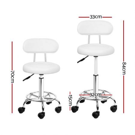 PU Leather 360 degree Swivel Salon Stool - White