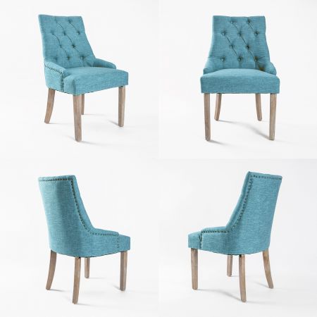 French Provincial Dining Chair Oak Leg AMOUR BLUE