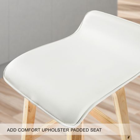 2X Oak Wood Bar Stool Dining Chair Leather SOPHIA 74cm WHITE