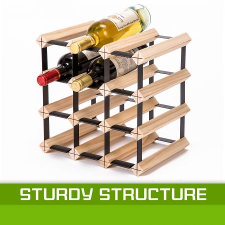 Timber Wine Rack Storage Cellar Organiser 12 Bottle