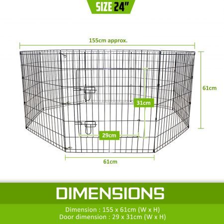 Pet Playpen Foldable Dog Cage 8 Panel 24 inches with Cover