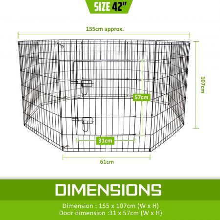 Pet Playpen Foldable Dog Cage 8 Panel 42 inches with Cover