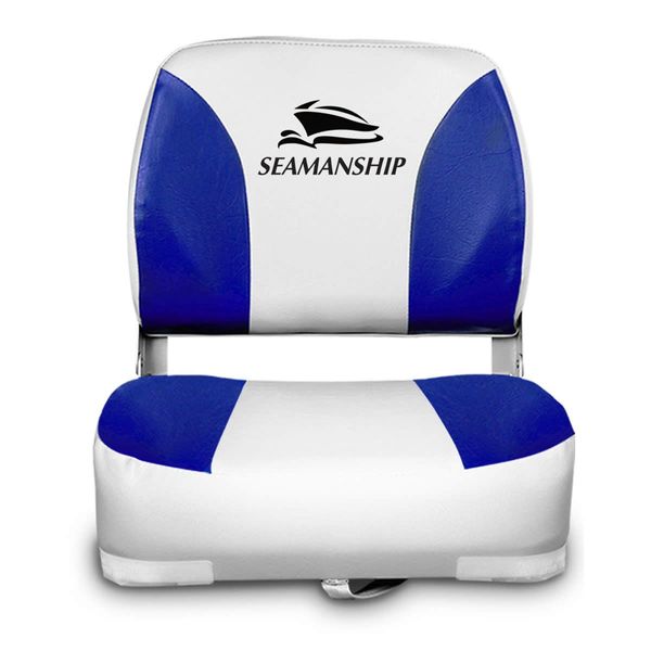 Set of 2 Swivel Folding Boat Seats - White Blue