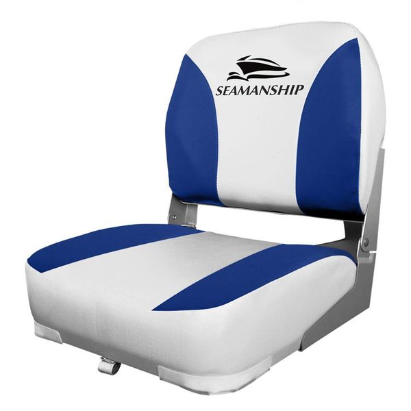 Set of 2 Swivel Folding Boat Seats - White Blue