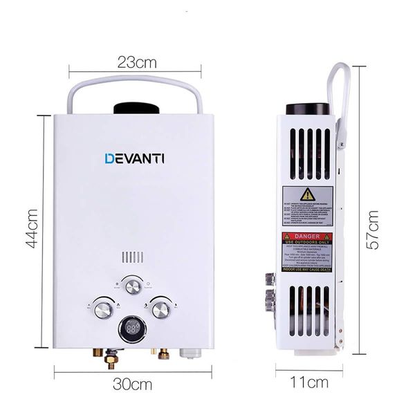 Devanti Outdoor Gas Water Heater - White