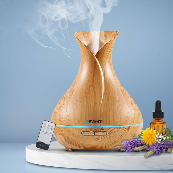 400ml 4-in-1 Aroma Diffuser with Remote Control - Light Wood