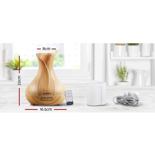 400ml 4-in-1 Aroma Diffuser with Remote Control - Light Wood