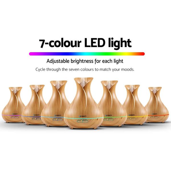 400ml 4-in-1 Aroma Diffuser with Remote Control - Light Wood