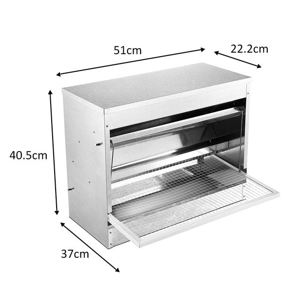 Auto Chicken Feeder Poultry Chook Feeding Galvanized Automatic Treadle Self Opening Coop 10KG