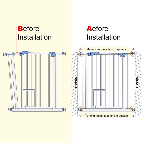 Pet Safety Gate Dog Safe Fence Puppy Baby Security Stair Barrier w/ Cat Door Adjustable 100cm