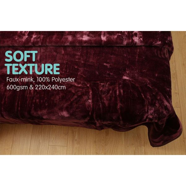 600GSM Large Double-Sided Faux Mink Blanket - Purple