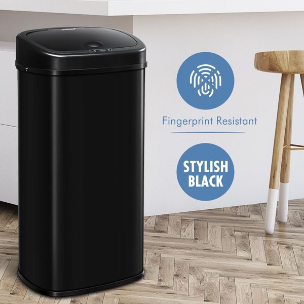 68L Motion Sensor Bin Automatic Touchless Stainless Steel Kitchen Waste Rubbish Trash Can - Black