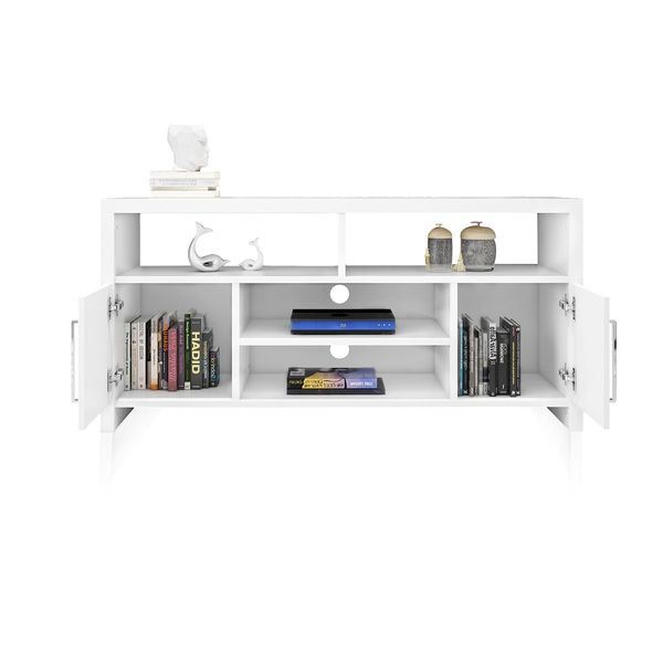 Modern TV Stand Cabinet Entertainment Unit Wooden Storage Shelf - White