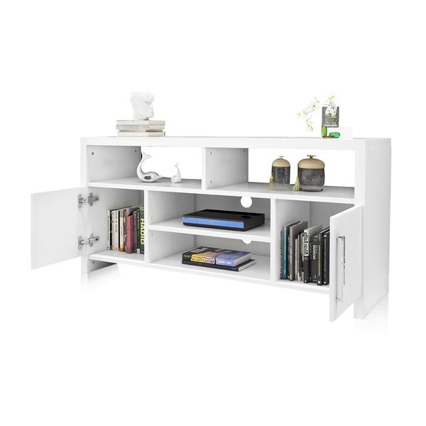 Modern TV Stand Cabinet Entertainment Unit Wooden Storage Shelf - White