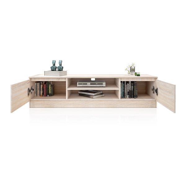 TV Stand Entertainment Unit 2 Doors Wooden Storage Cabinet Furniture - Oak