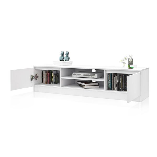 TV Stand Entertainment Unit 2 Doors Wooden Storage Cabinet Furniture - White 