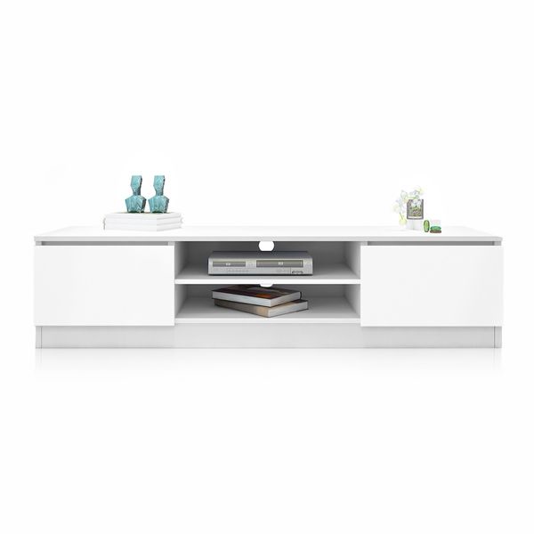 TV Stand Entertainment Unit 2 Doors Wooden Storage Cabinet Furniture - White 