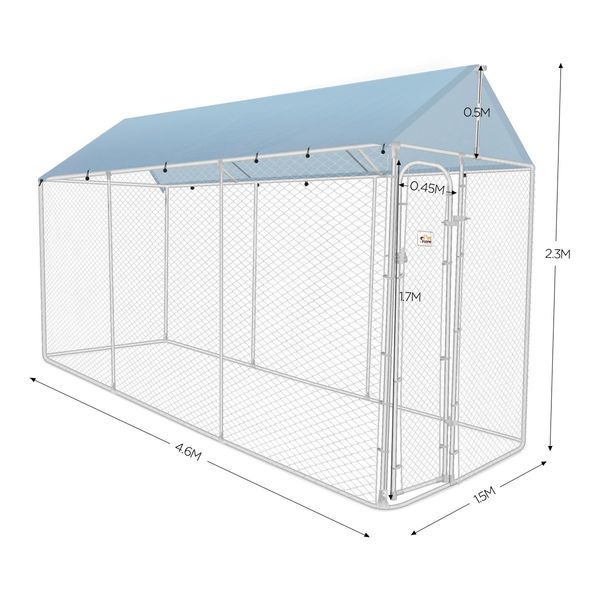 Dog Run Kennel Pet Enclosure Puppy Fence Cage Playpen 4.6x1.5x2.3m 