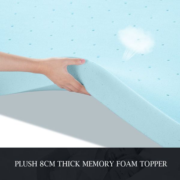 Cool Gel Topper Memory Foam Mattress Topper 8cm Double Bedding W/ Bamboo Cover